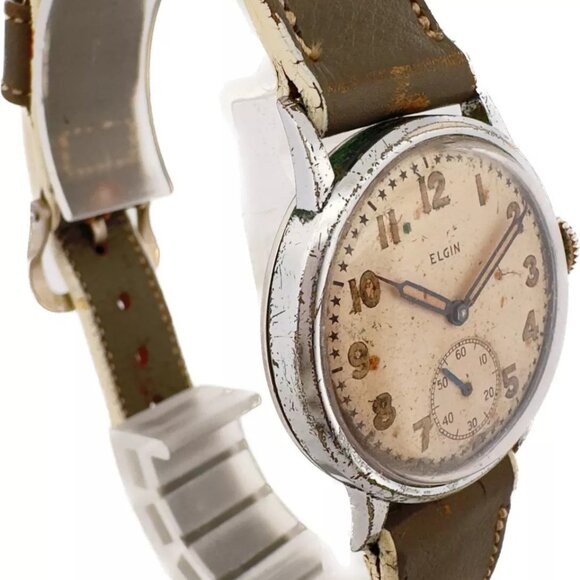 Vintage Elgin Military 15 Jewel Men's Mechanical Wristwatch 554 USA w Star Dial - Picture 10 of 10